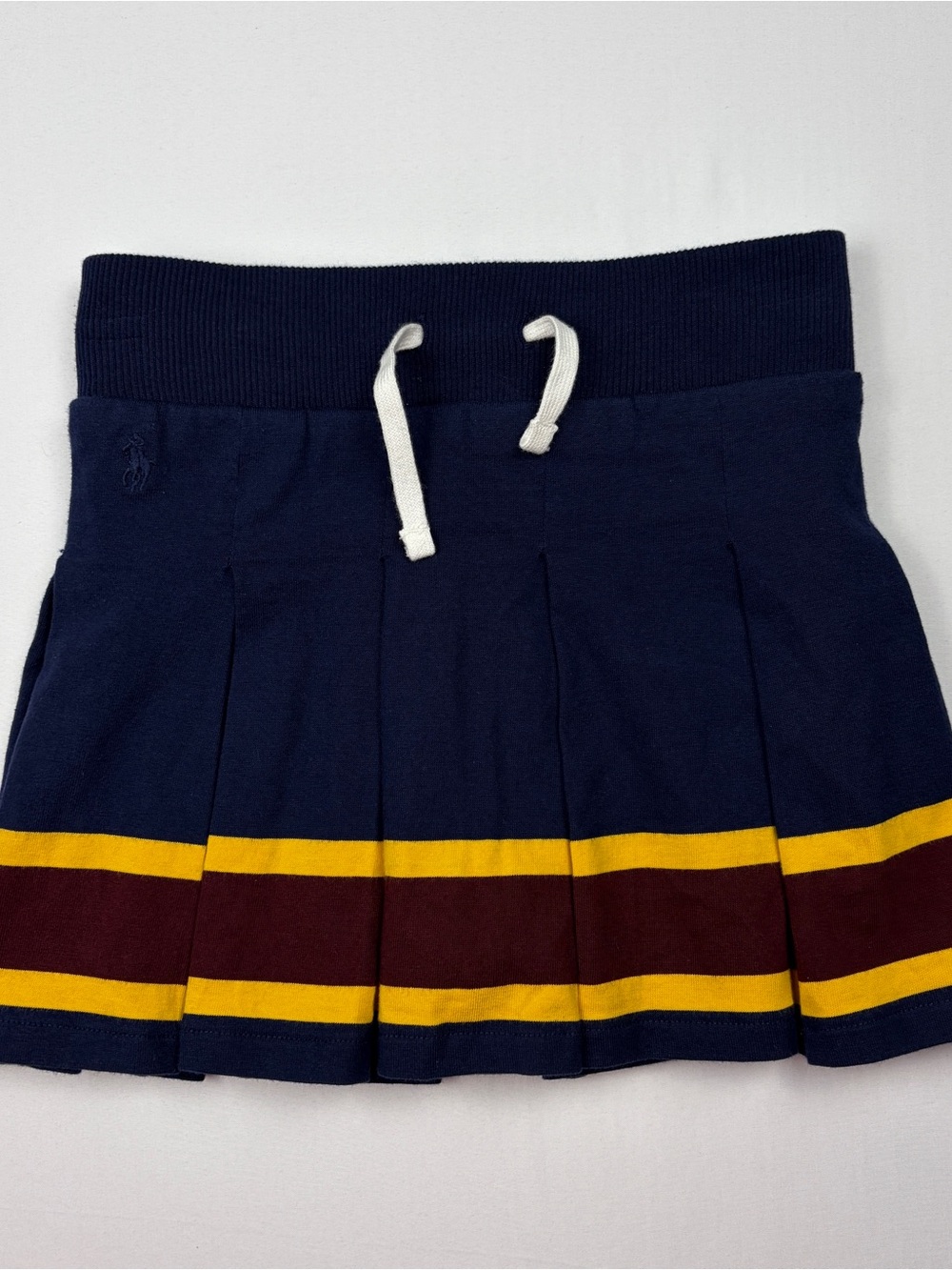 Polo by Ralph Lauren Navy Pleated Skort with Yellow & Maroon Stripe S(7)